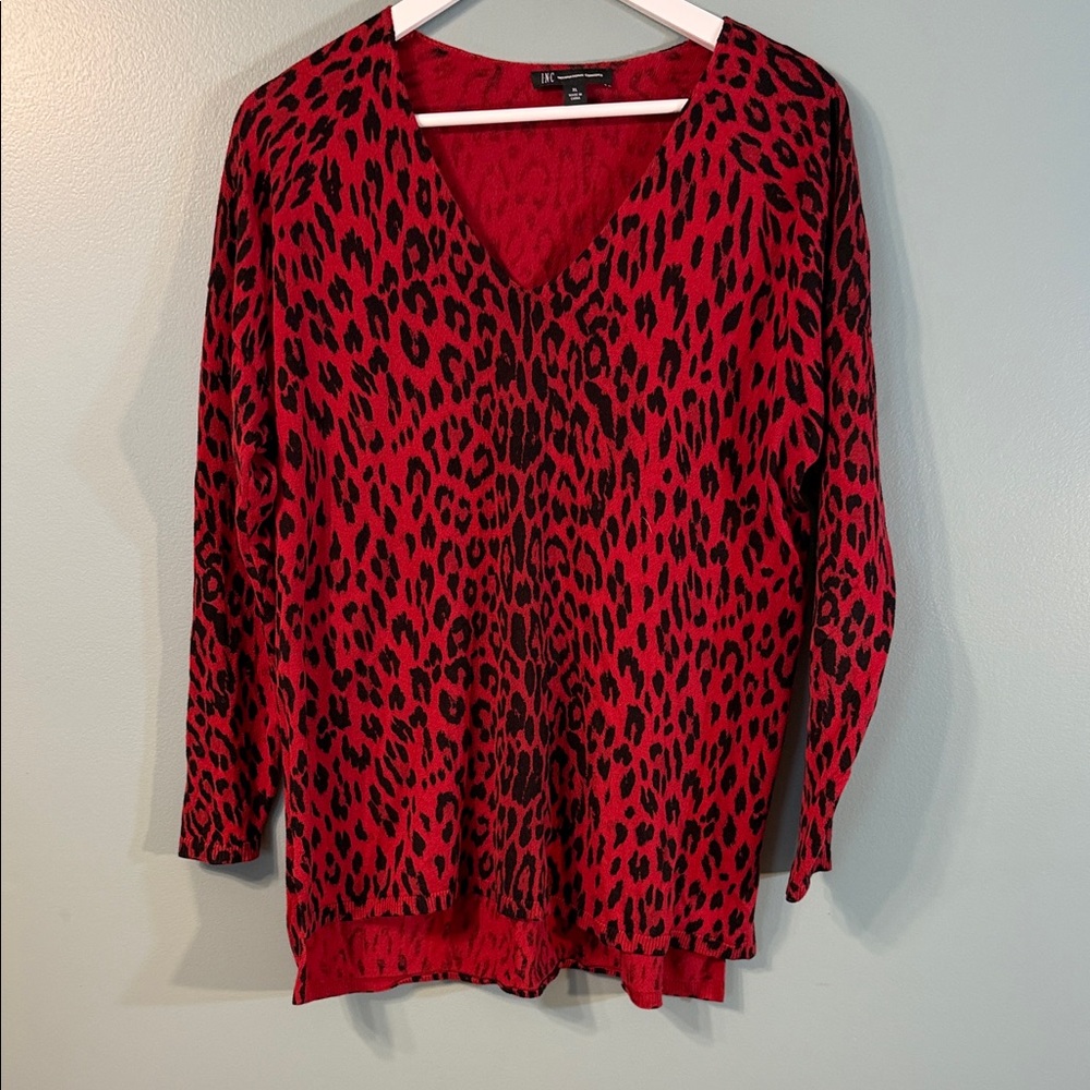 INC International Concepts Red Animal Print Top